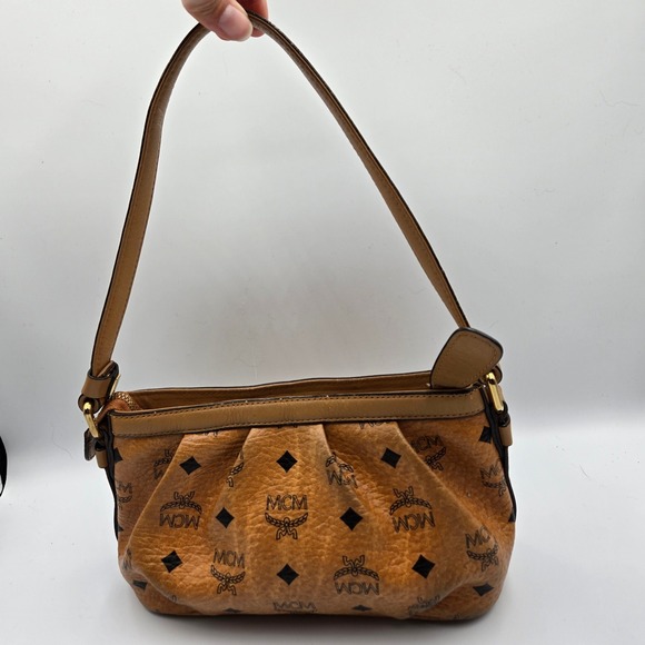 MCM Monogram Shoulder Bag‎ Designer Purse Handbag Top Handle Small - Picture 3 of 8